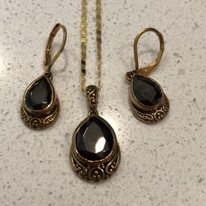Gold and Shungite 15” Necklace and Earring Set